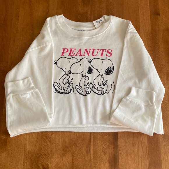 Peanuts Sweaters - Women’s/Junior’s Peanuts Snoopy Crop Sweatshirt NWT Sz XL